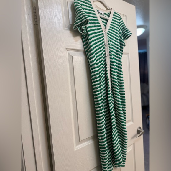 Mango Green & Cream Crochet Midi Dress - Picture 9 of 16